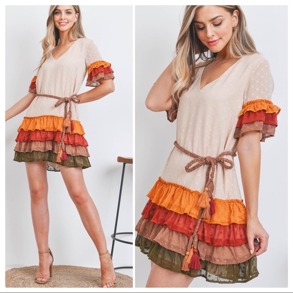 Autumn Belle in Falling Ruffles Mini Dress - Picture 9 of 13